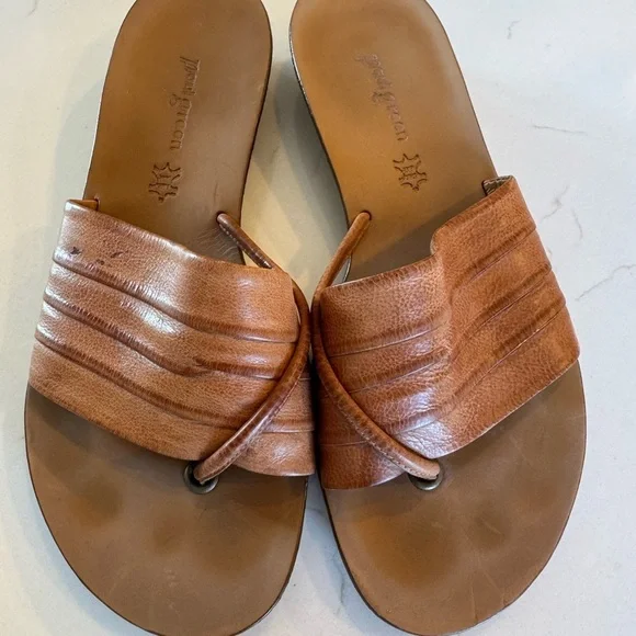 Paul Green Brown Leather Sandals Slides made in Austria AU4/US 6 - Picture 2 of 10